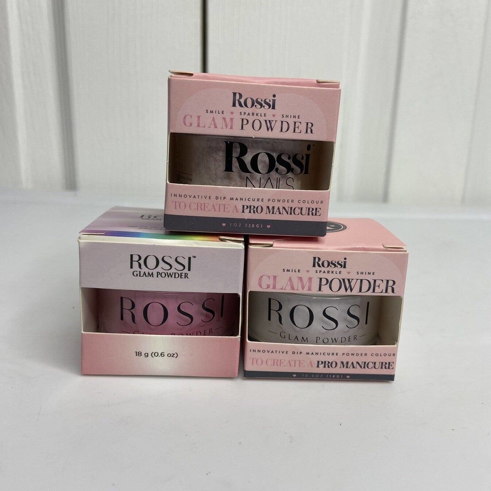 NIP Rossi Glam Powder Manicure Dip Lot of 3 Sherbet Ruby Mad About You Pinks